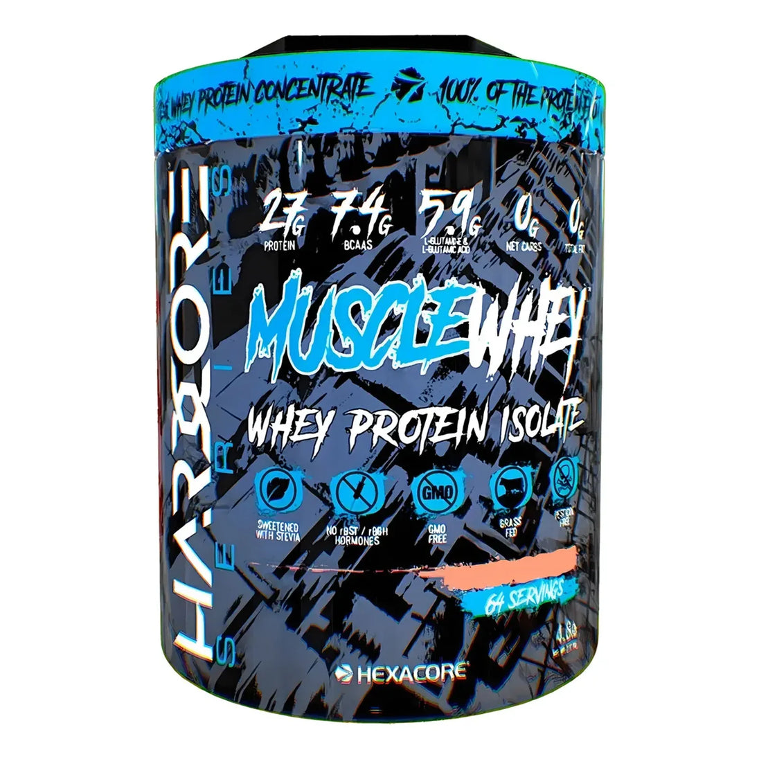 Envase de proteína whey isolate Hexacore Muscle chocolate 4.8 lb