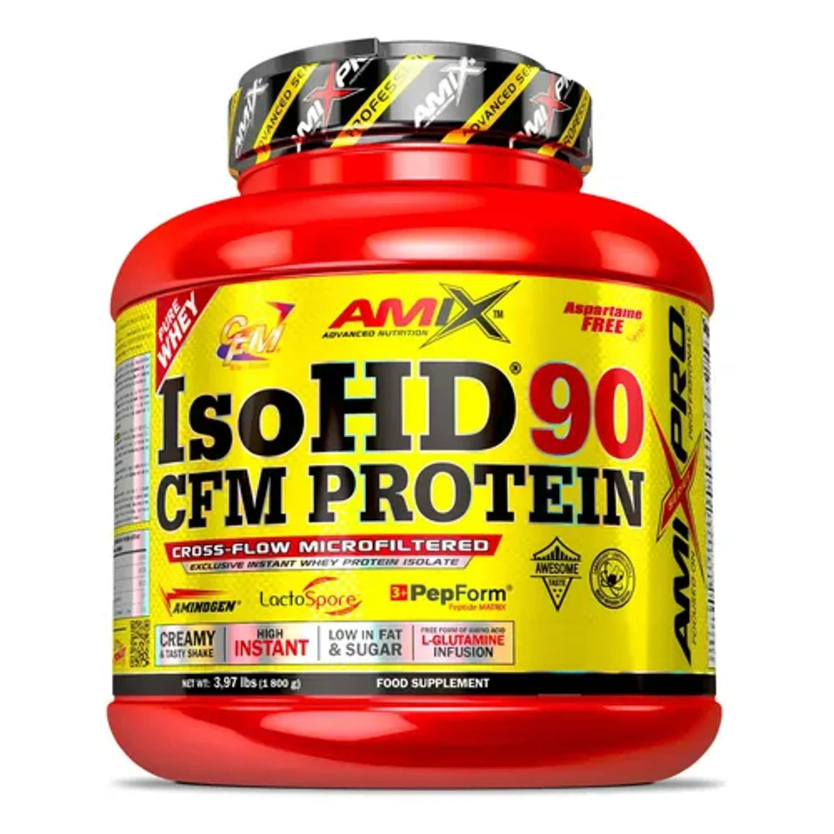 Envase de proteína Amix ISO HD 90 CFM 1.8 kg doble chocolate
