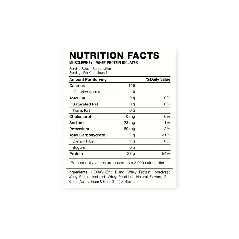 Información nutricional de Hexacore Muscle Whey