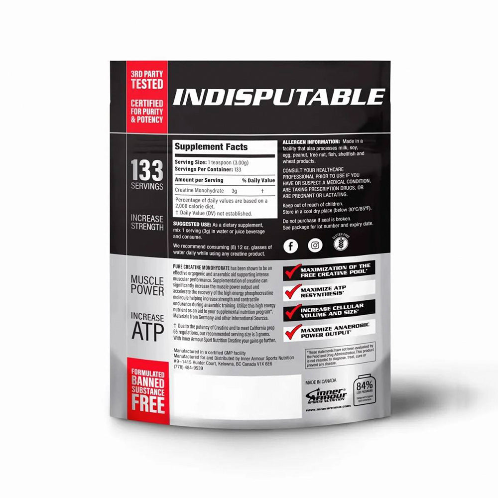 Información nutricional Inner Armour Creatine Monohydrate 400 g 133 porciones